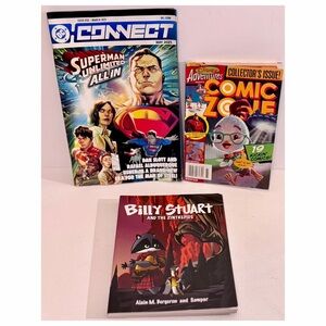 DC Superman Comic + Disney Adventures Comic Zone 2006 + Billy Stuart Book Bundle
